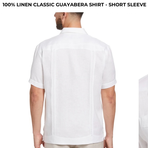 BIG & TALL 100% LINEN CLASSIC GUAYABERA SHIRT - SHORT SLEEVE - Picture 2 of 4